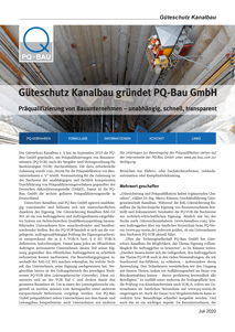 Güteschutz Kanalbau gründet PQ-Bau GmbH